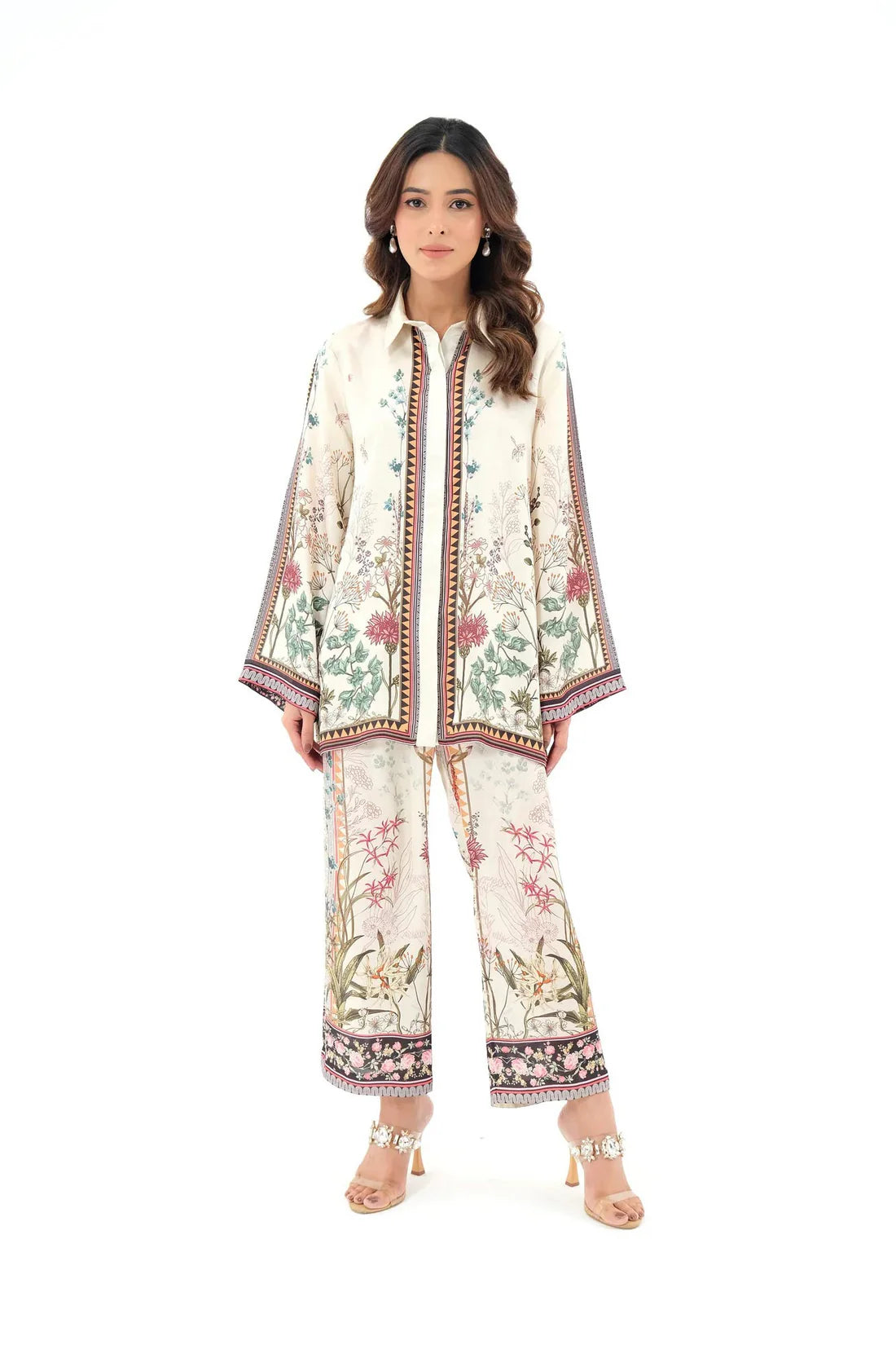 Elegant Floral Printed Co-ord Set - Ivory Bliss