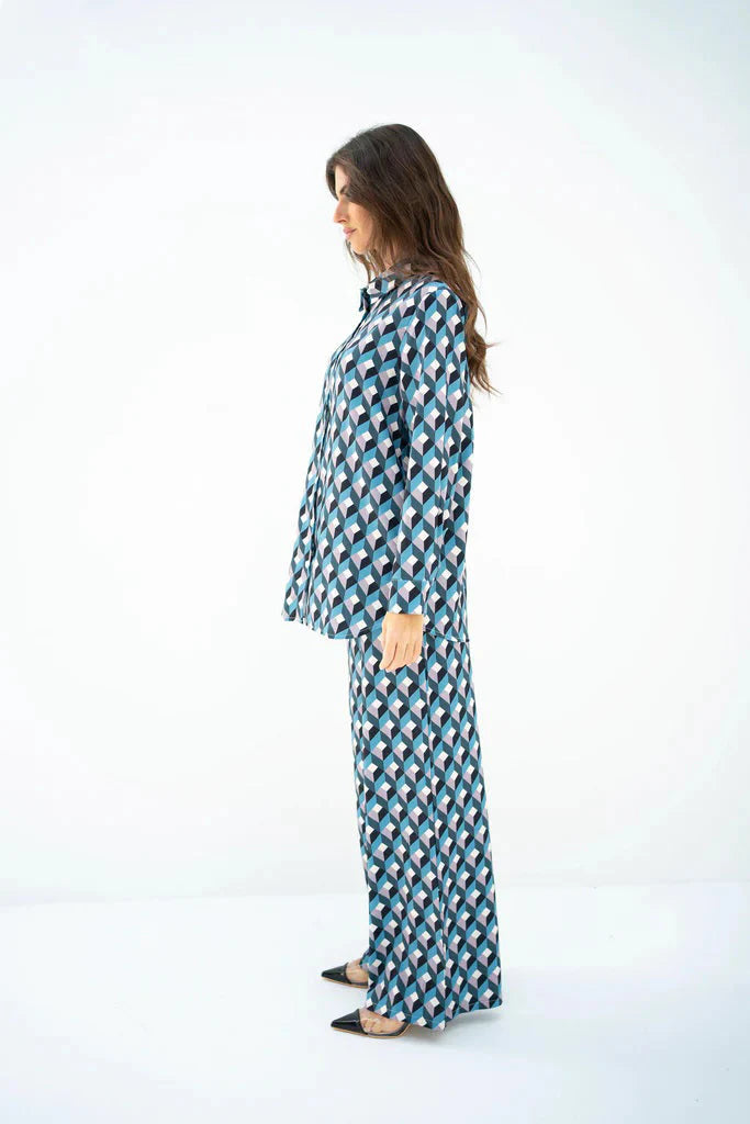 Korean BSY Co-ord sets in Stylish 3D Cubic Print