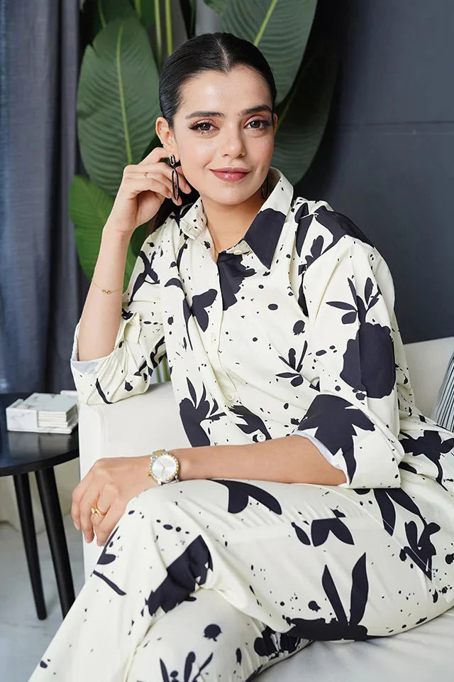 Monochrome Floral Splash Co-Ord Set