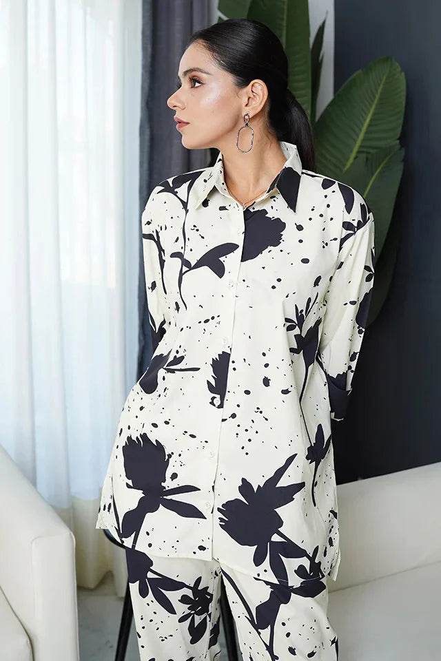 Monochrome Floral Splash Co-Ord Set