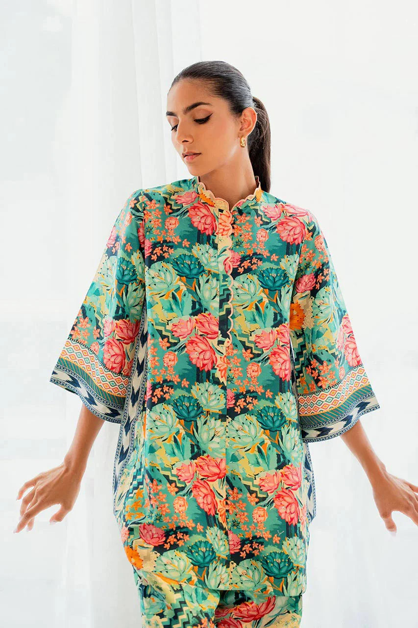 Elegant Teal Floral Co ord Set