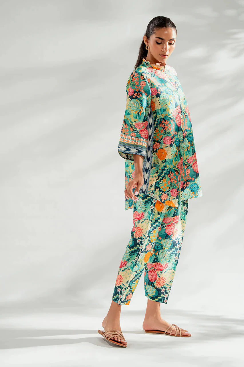 Elegant Teal Floral Co ord Set