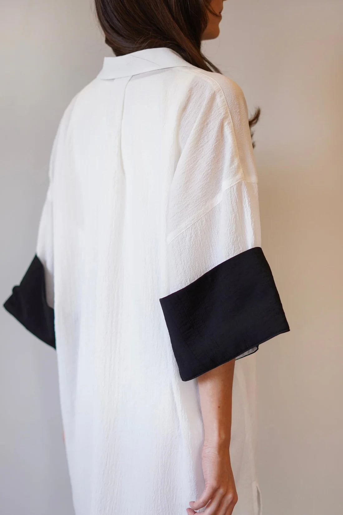 White Co-ord Set with Statement Black Sleeves