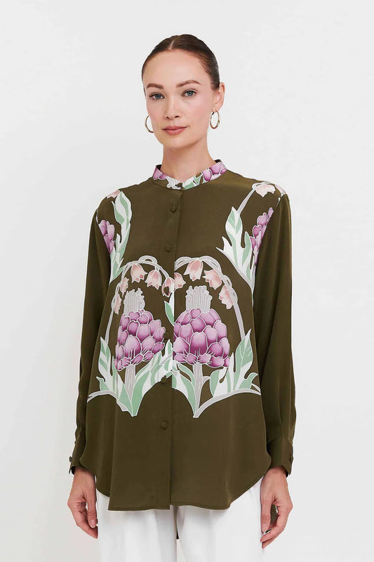 Botanic Grace | Olive Artichoke Printed Shirt