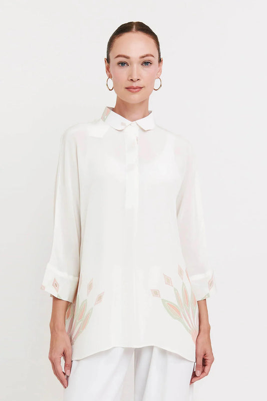 Ivory Whisper | Minimalist Pastel Tunic Shirt