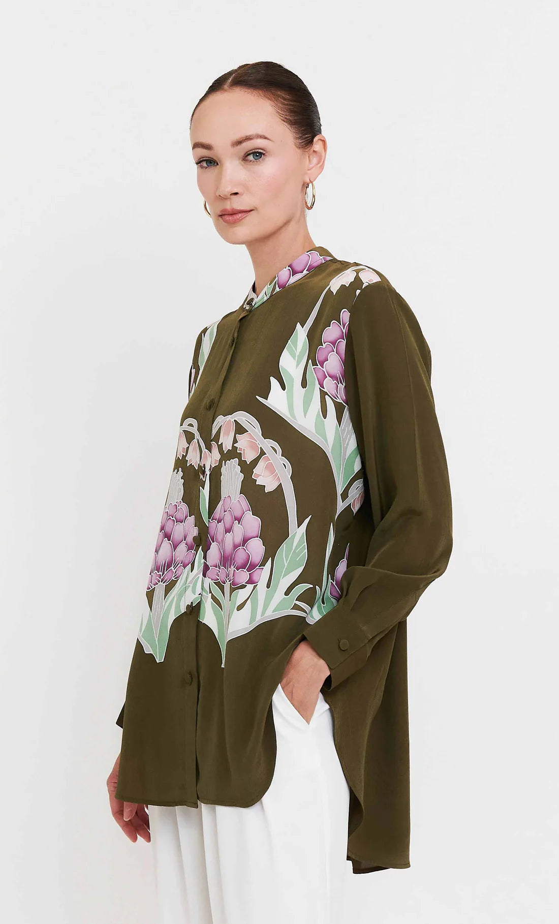 Botanic Grace | Olive Artichoke Printed Shirt