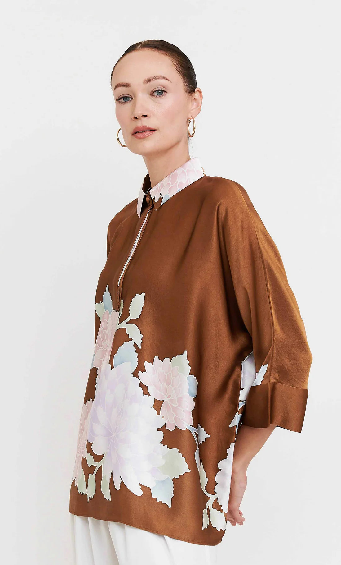 Autumn Bloom | Chocolate Brown Floral Shirt