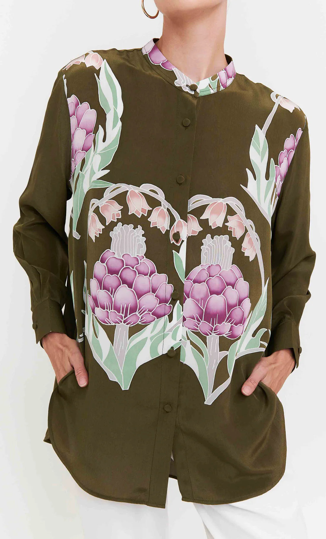 Botanic Grace | Olive Artichoke Printed Shirt