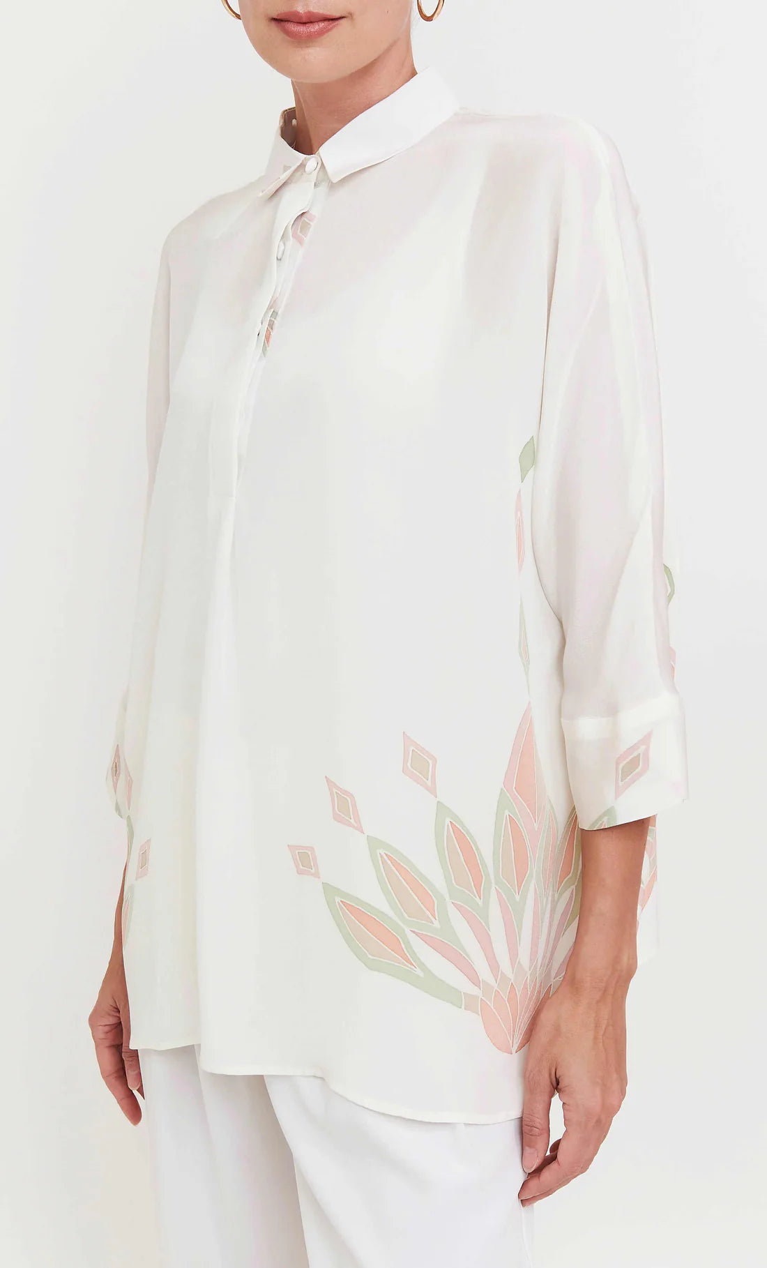 Ivory Whisper | Minimalist Pastel Tunic Shirt
