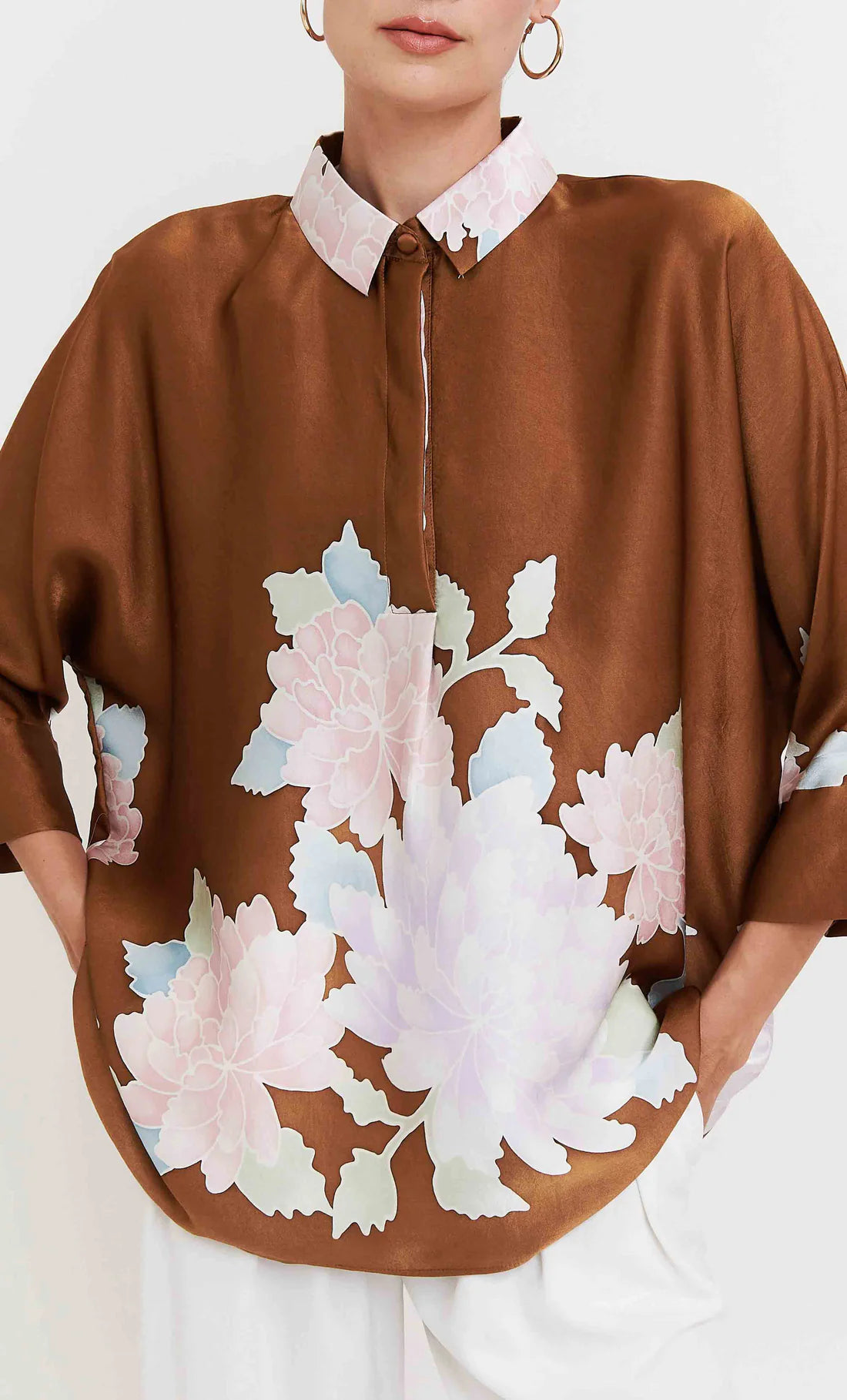 Autumn Bloom | Chocolate Brown Floral Shirt