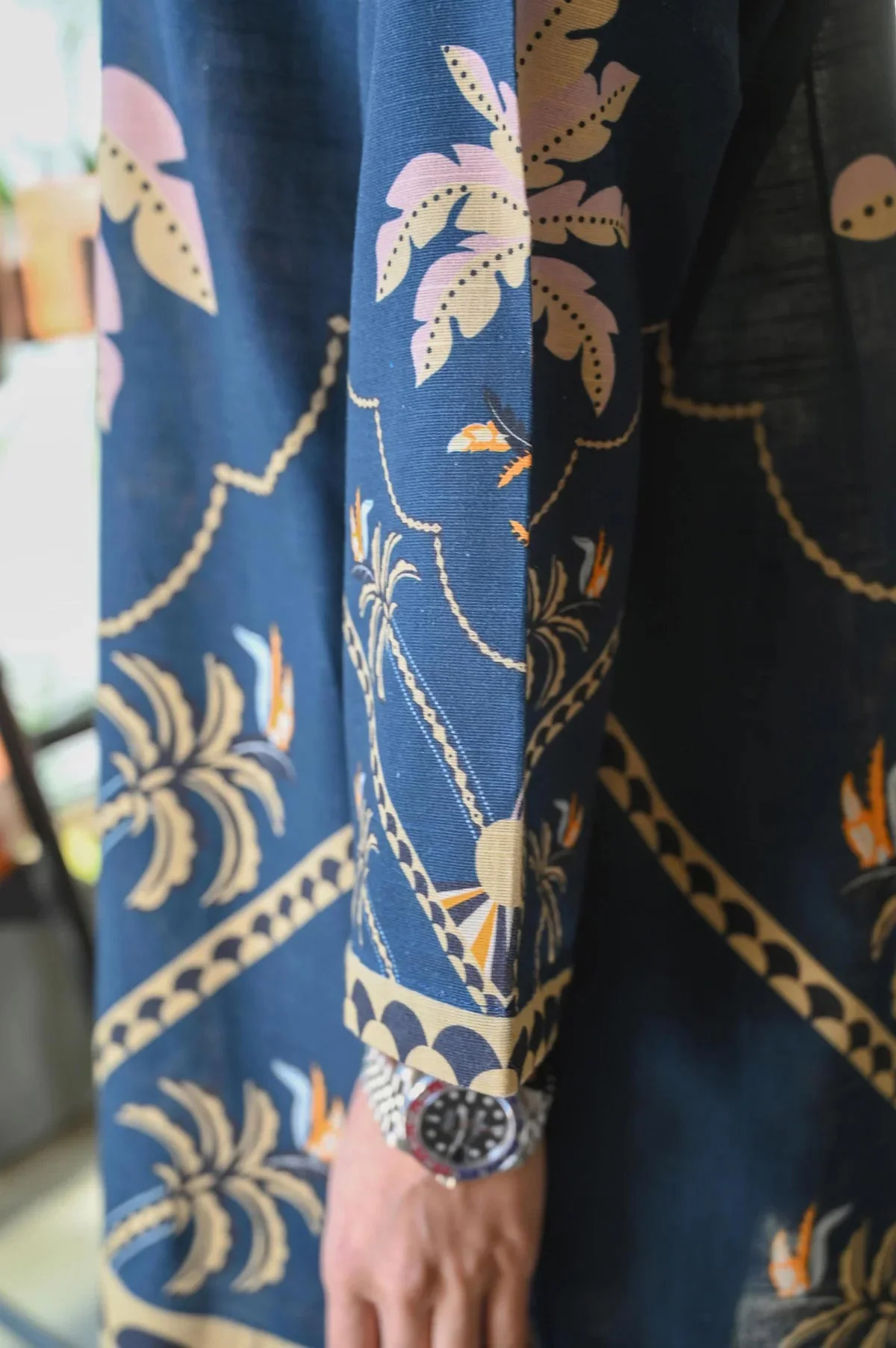Midnight Blue Palm Print Kurti – Luxe Comfort, Island Vibe