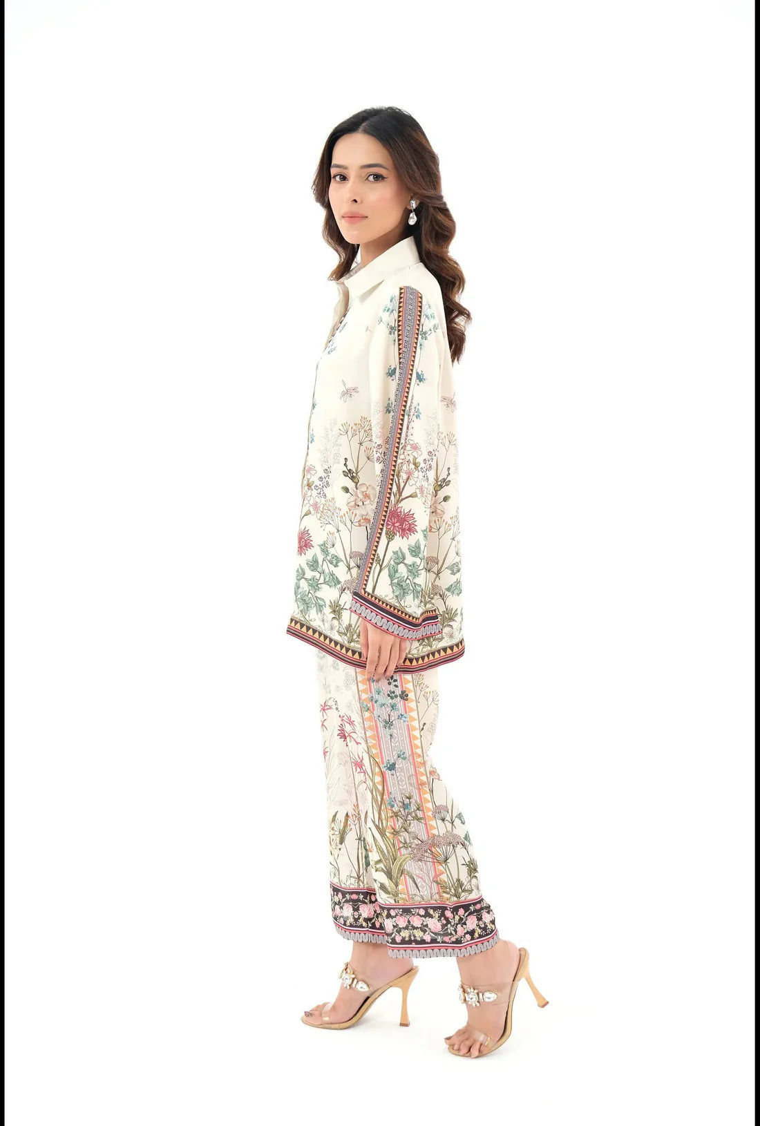 Elegant Floral Printed Co-ord Set - Ivory Bliss