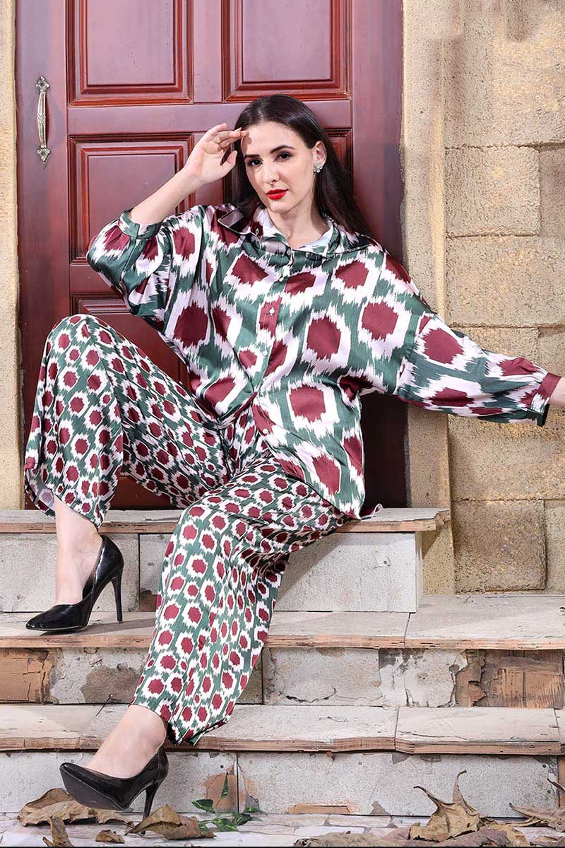Autumn Splendor | Geometric Ikat Print Co-ord Set
