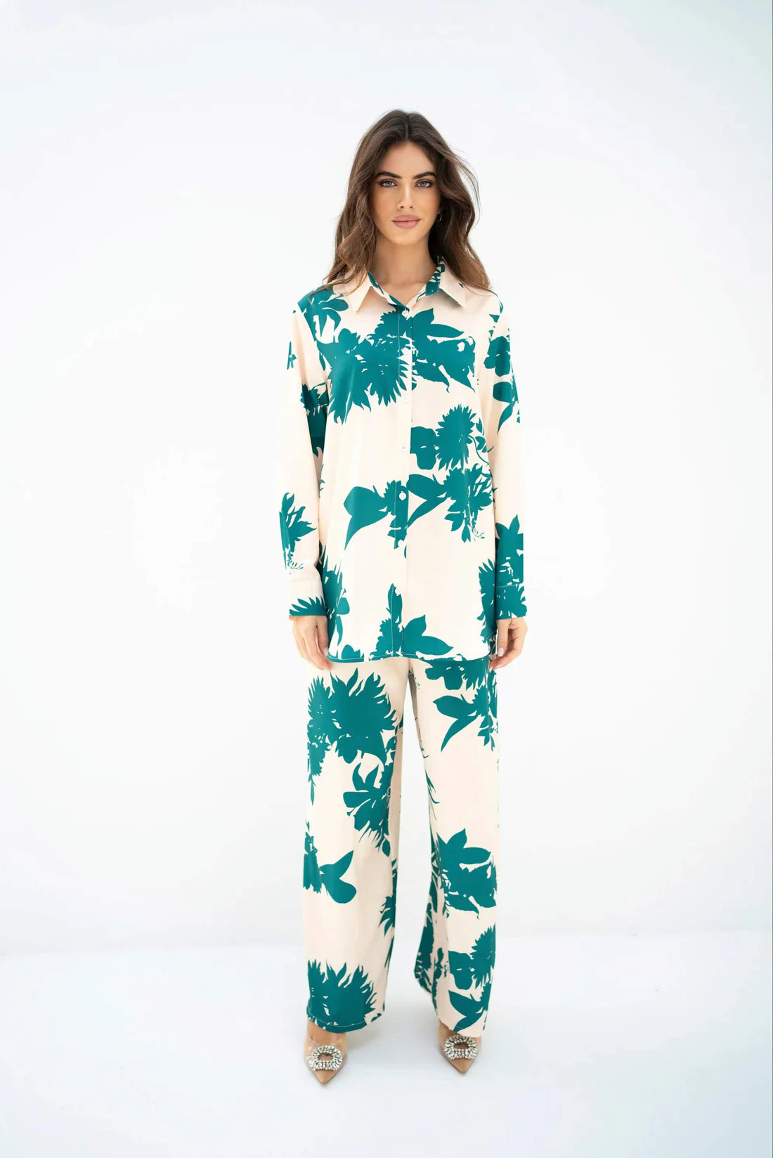 Blue Blossom  Persian Silk Co-ord Set