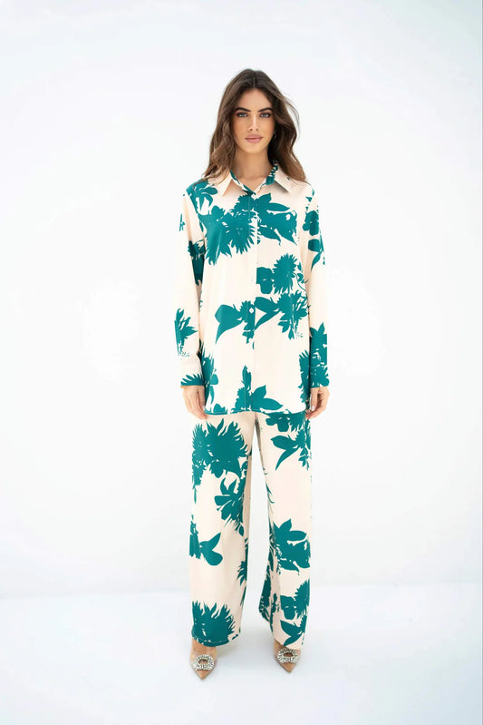 Blue Blossom  Persian Silk Co-ord Set