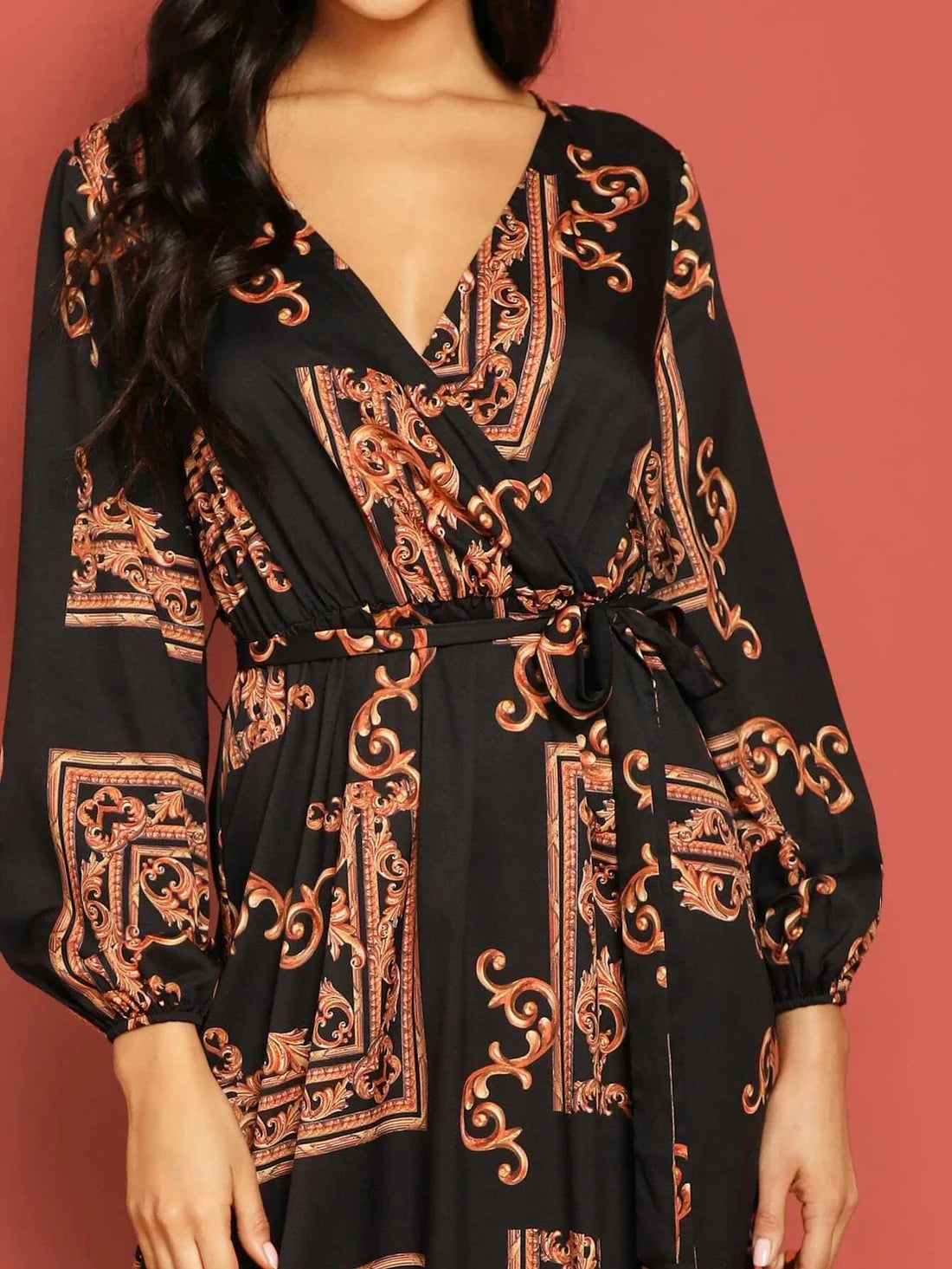 Bohemian Elegance | Black Paisley Maxi Kaftan Dress