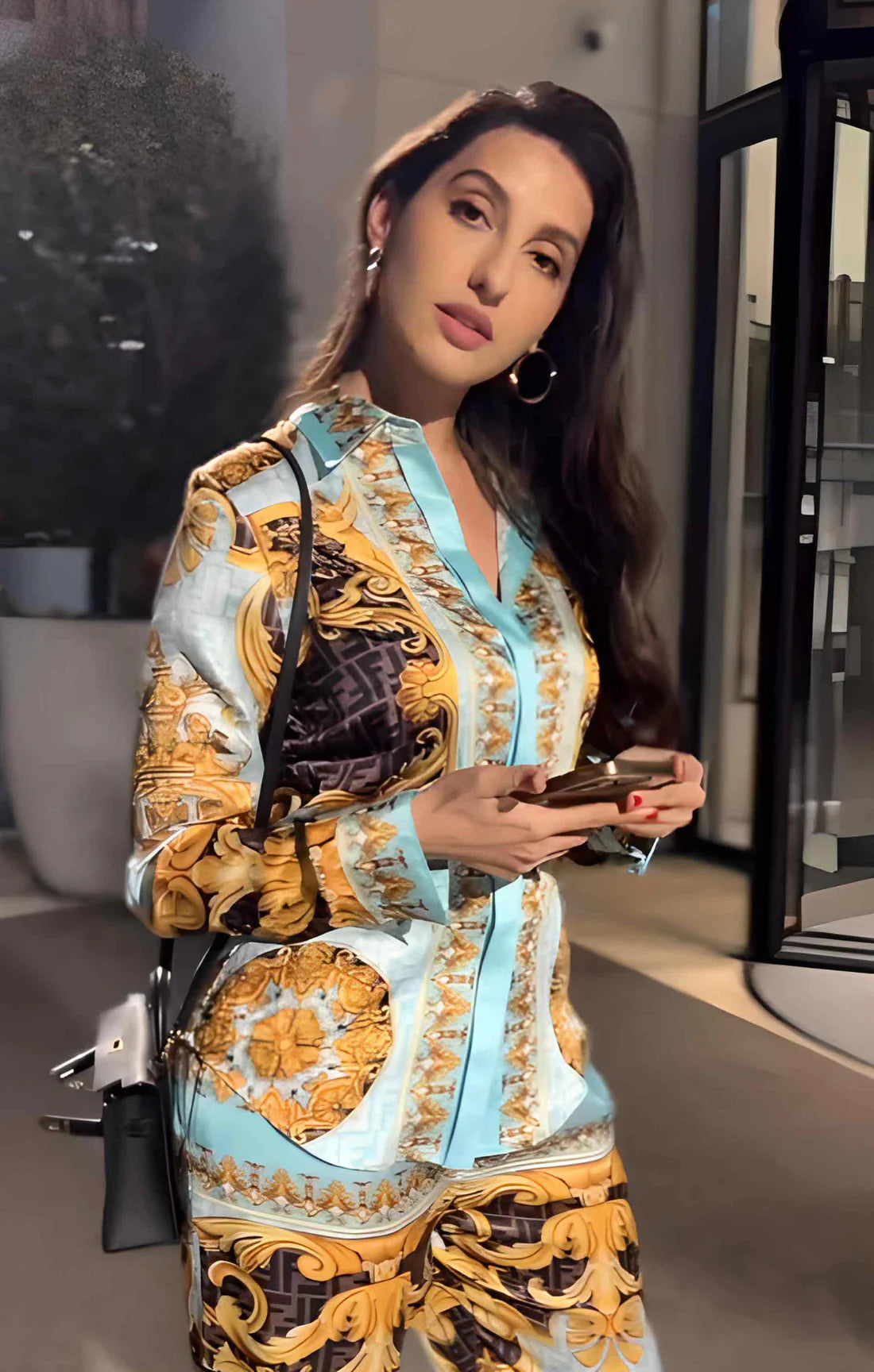 Baroque Luxe Satin Silk Co-ord Set || Nora Fatehi