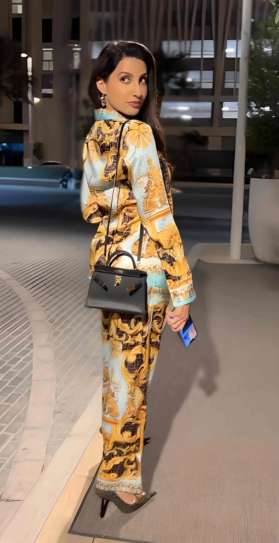Baroque Luxe Satin Silk Co-ord Set || Nora Fatehi