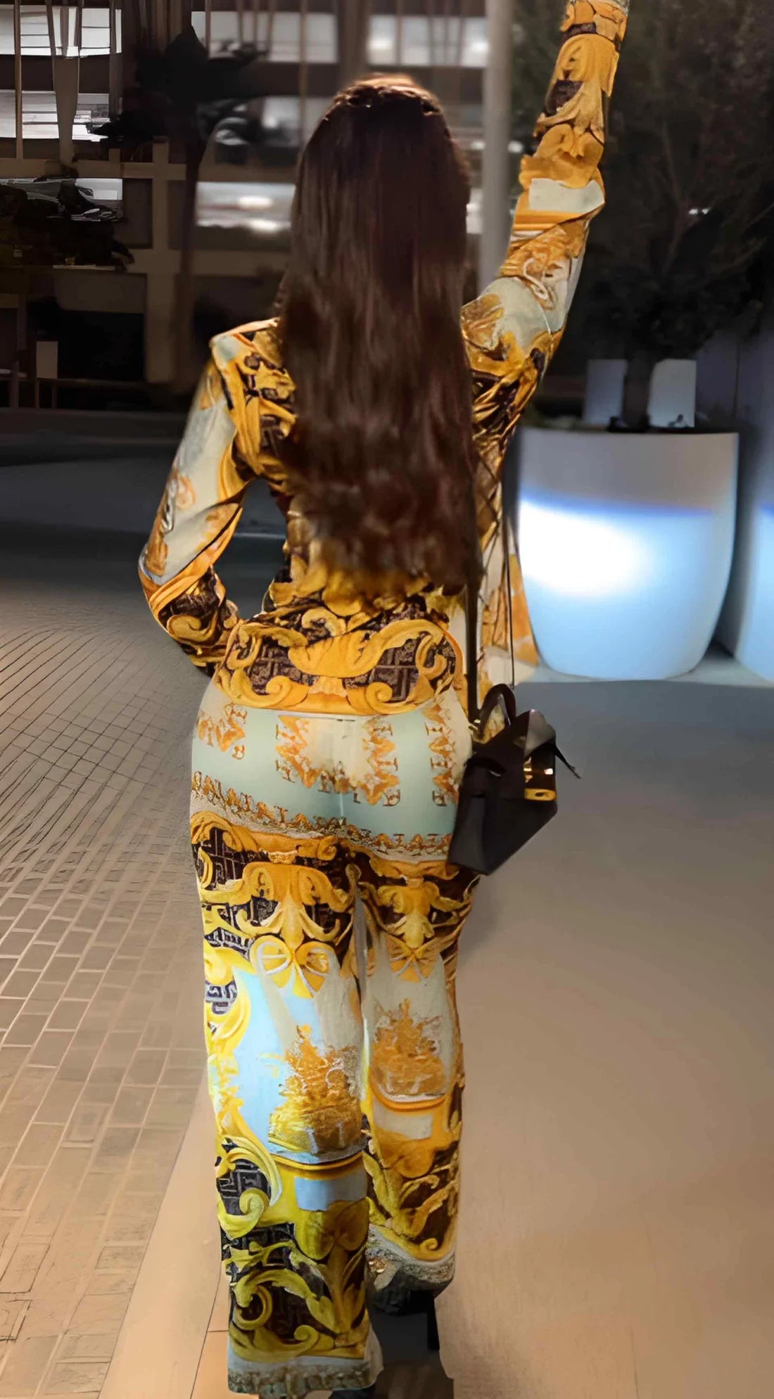 Baroque Luxe Satin Silk Co-ord Set || Nora Fatehi