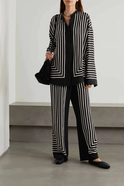 Black Graphic Stripe Elegance Co-ord Set