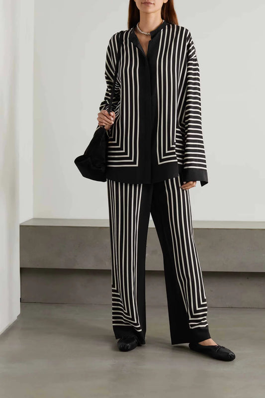 Black Graphic Stripe Elegance Co-ord Set