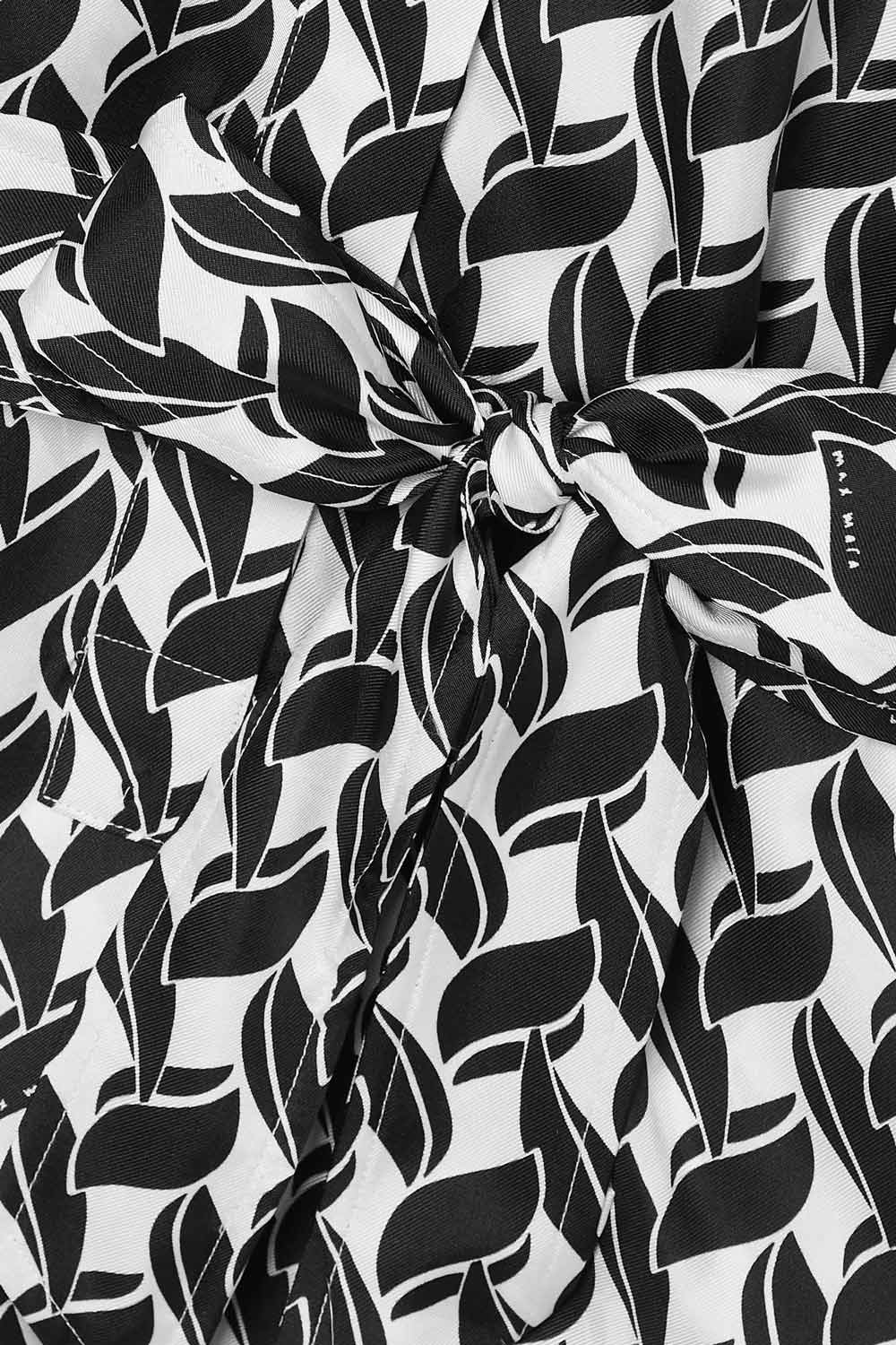 Monochrome Charm | Geometric Wrap Midi Dress