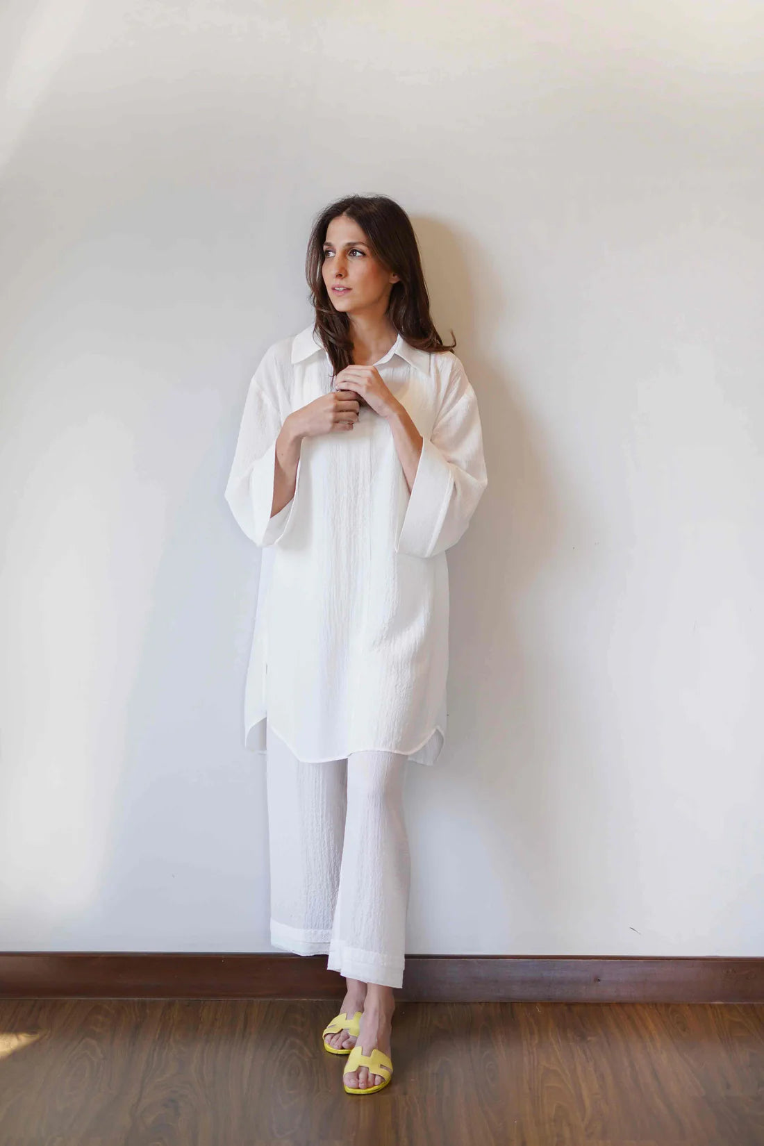 Premium White Co-ord Set in Luxe Textured Fabric