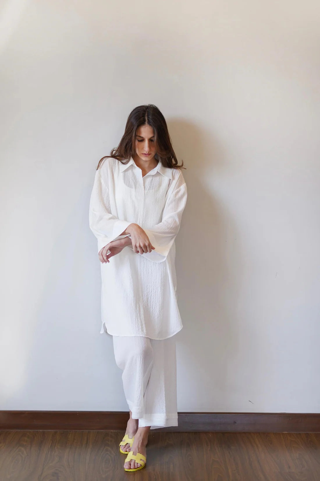 Premium White Co-ord Set in Luxe Textured Fabric