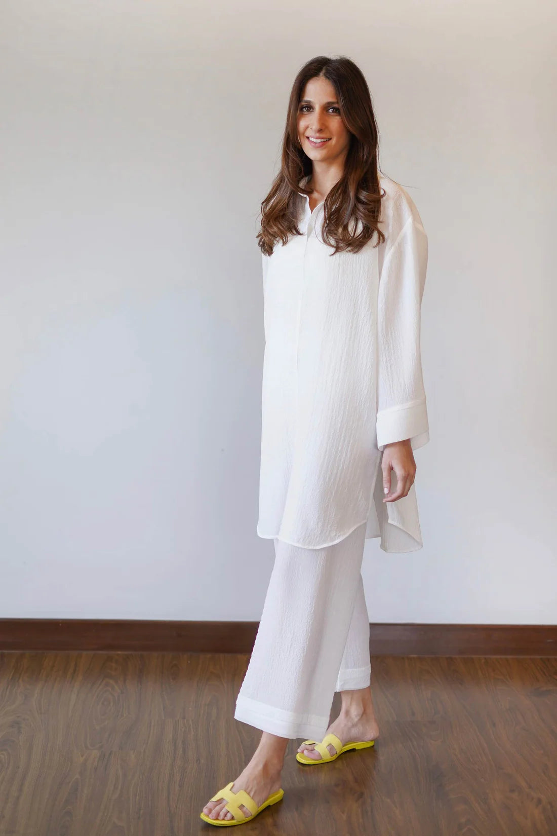 Premium White Co-ord Set in Luxe Textured Fabric