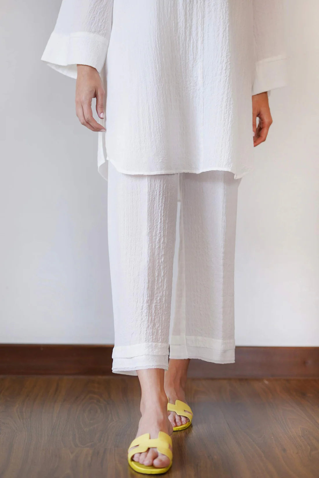 Premium White Co-ord Set in Luxe Textured Fabric