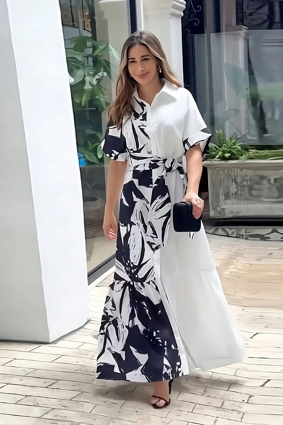 Premium Floral Printed Belt Style Dress