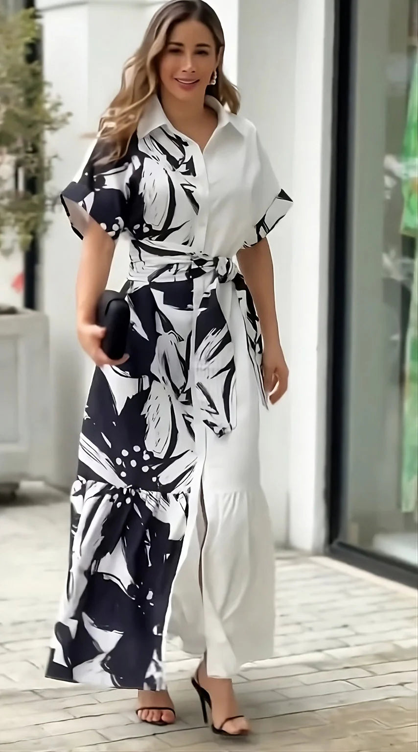 Premium Floral Printed Belt Style Dress
