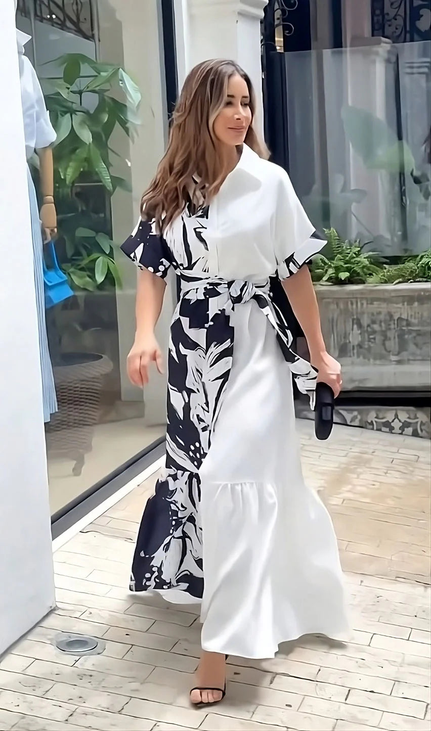 Premium Floral Printed Belt Style Dress