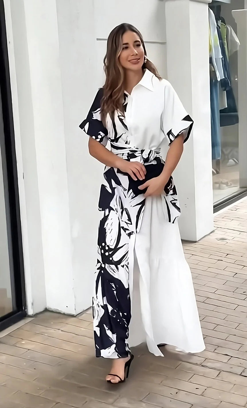 Premium Floral Printed Belt Style Dress