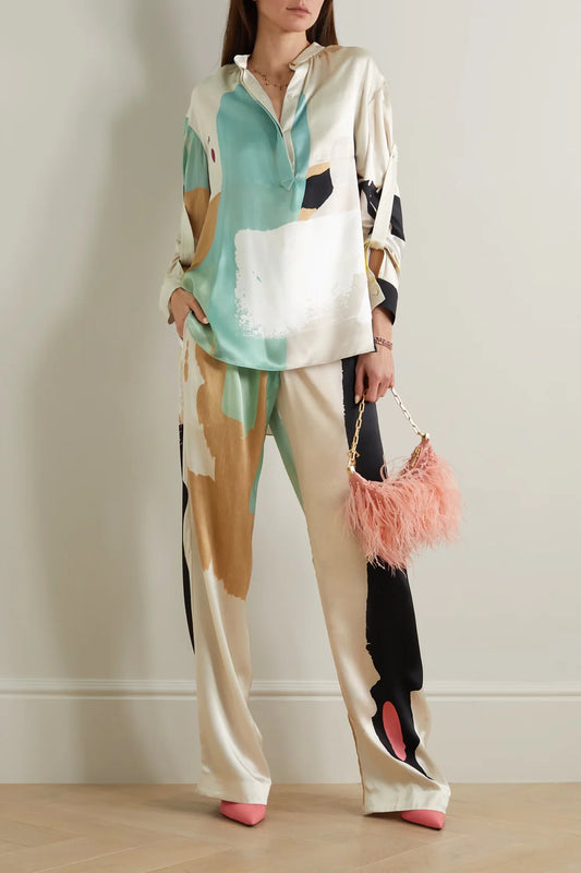 Abstract Print Persian Silk Co-ord Set