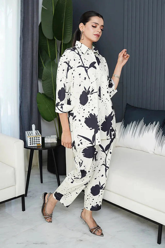 Monochrome Floral Splash Co-Ord Set