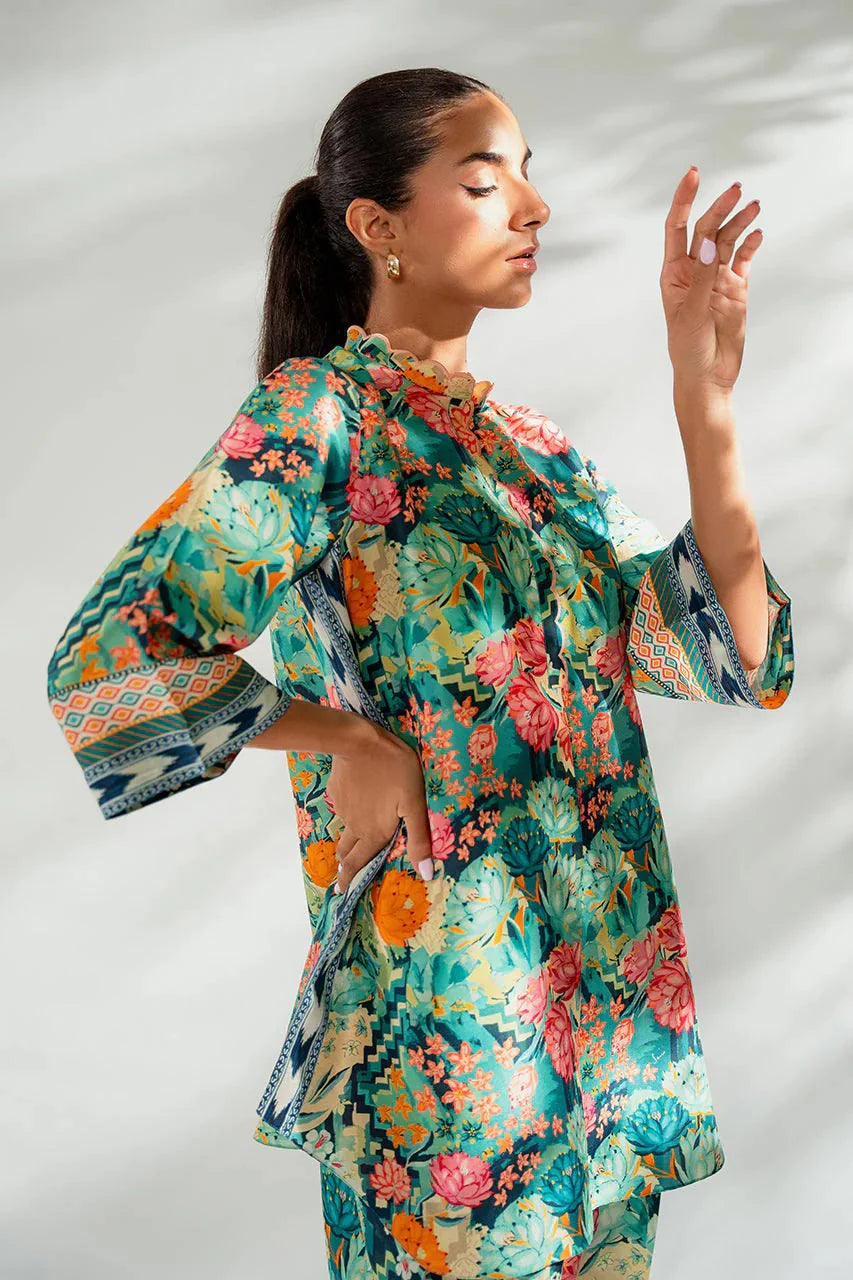 Elegant Teal Floral Co ord Set