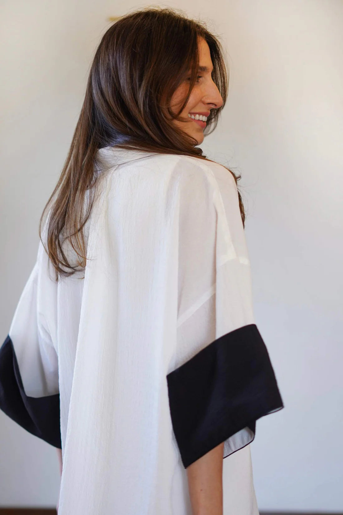 White Co-ord Set with Statement Black Sleeves