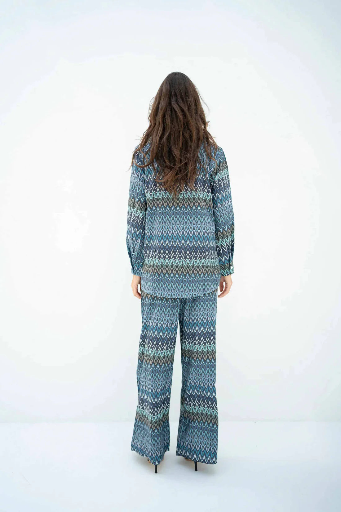 Wave Pattern Co-ord Set in Soothing Blues