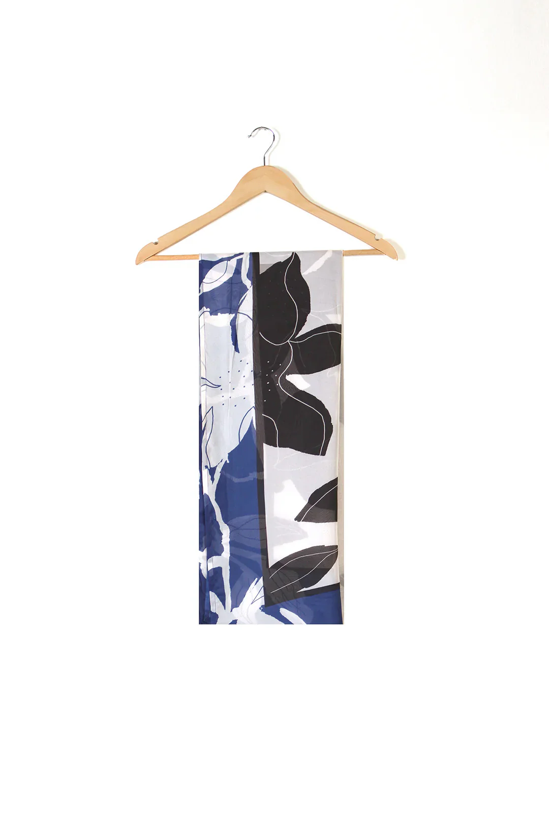 Elegant Floral Korean BSY Long Top with Scarf