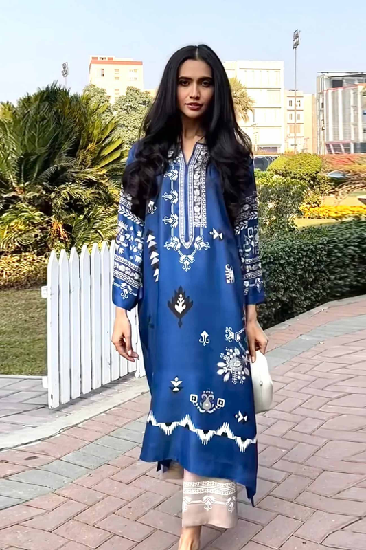 Royal Blue Printed Kurti – Grace in Every Thread